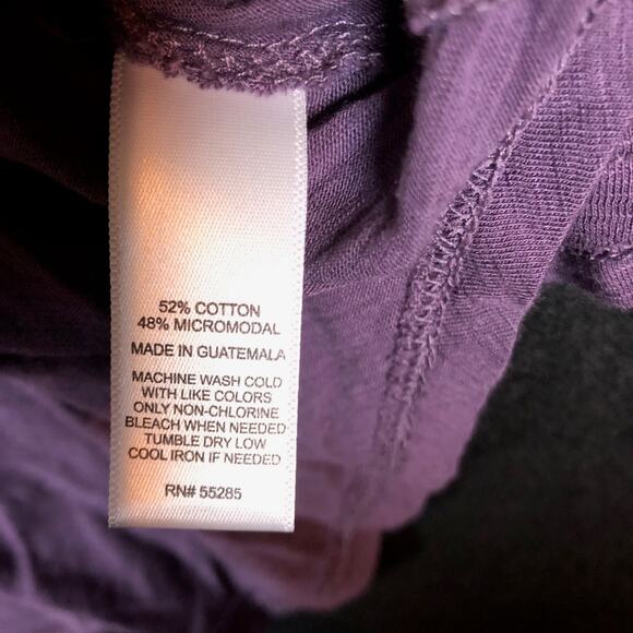 Express Women Blouse Purple Cold Shoulder Scoop Neck Peasant Stretch Large - Picture 7 of 12